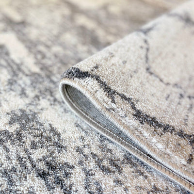 Helios Cream & Grey Marble Effect Abstract Rug Rug 