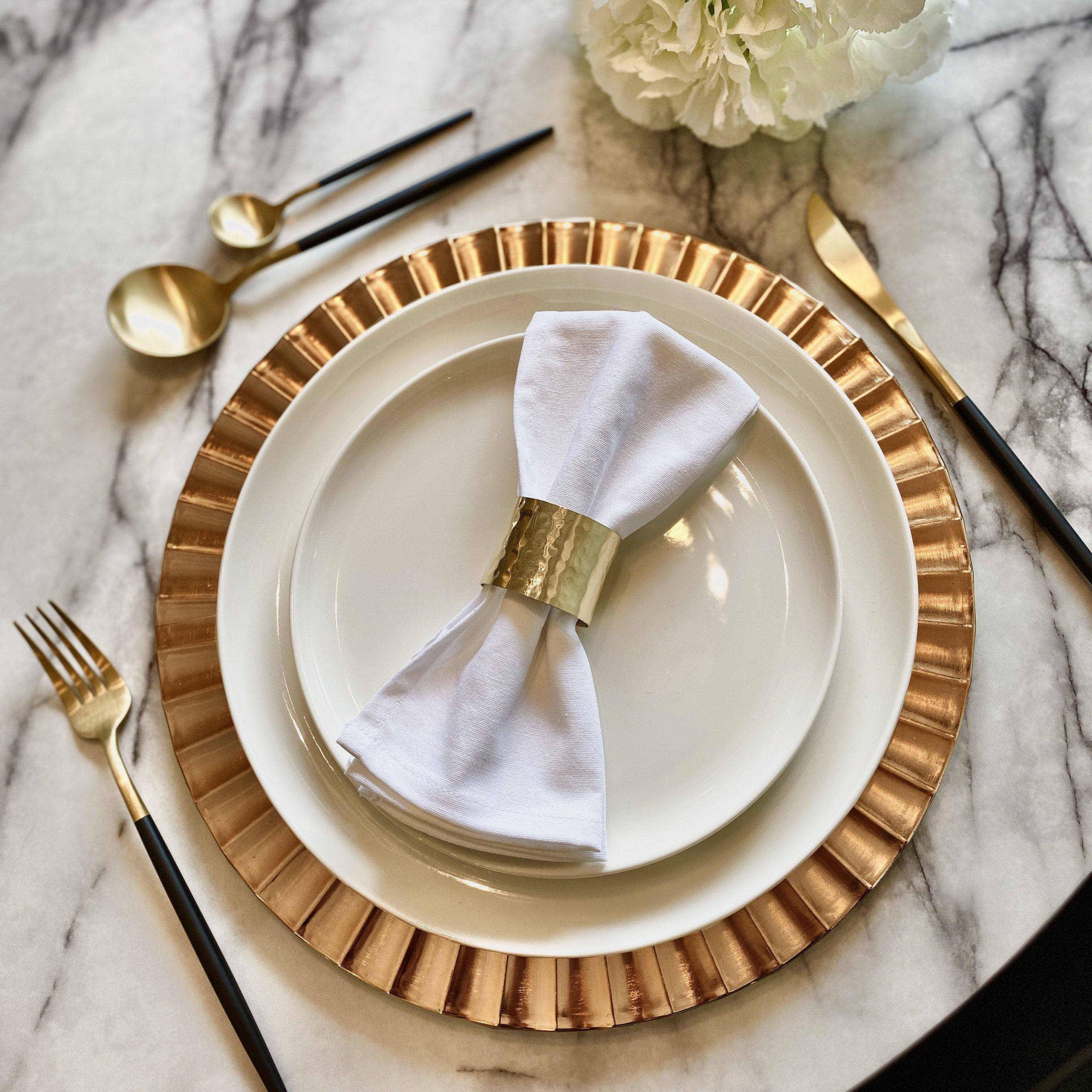 Juliet Gold Ribbed Edge Charger Plate Kitchen 