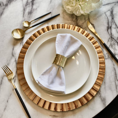 Juliet Gold Ribbed Edge Charger Plate Kitchen 