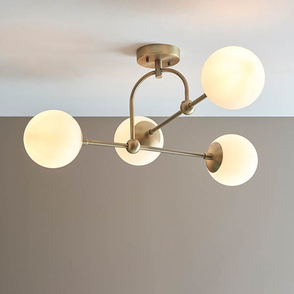 Juniper Semi Flush Antique Brass Ceiling Light Lighting 