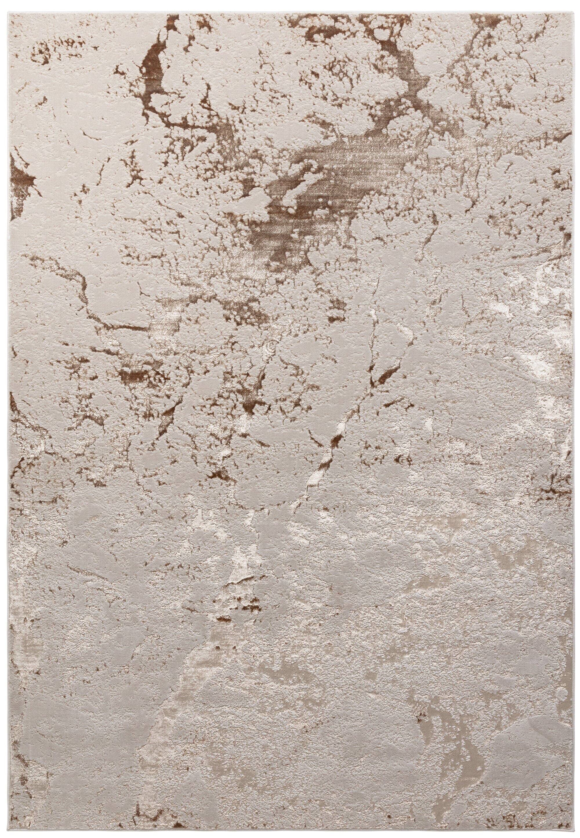 Jupiter Light Gold & Cream Metallic Marble Velvet Rug Rug 
