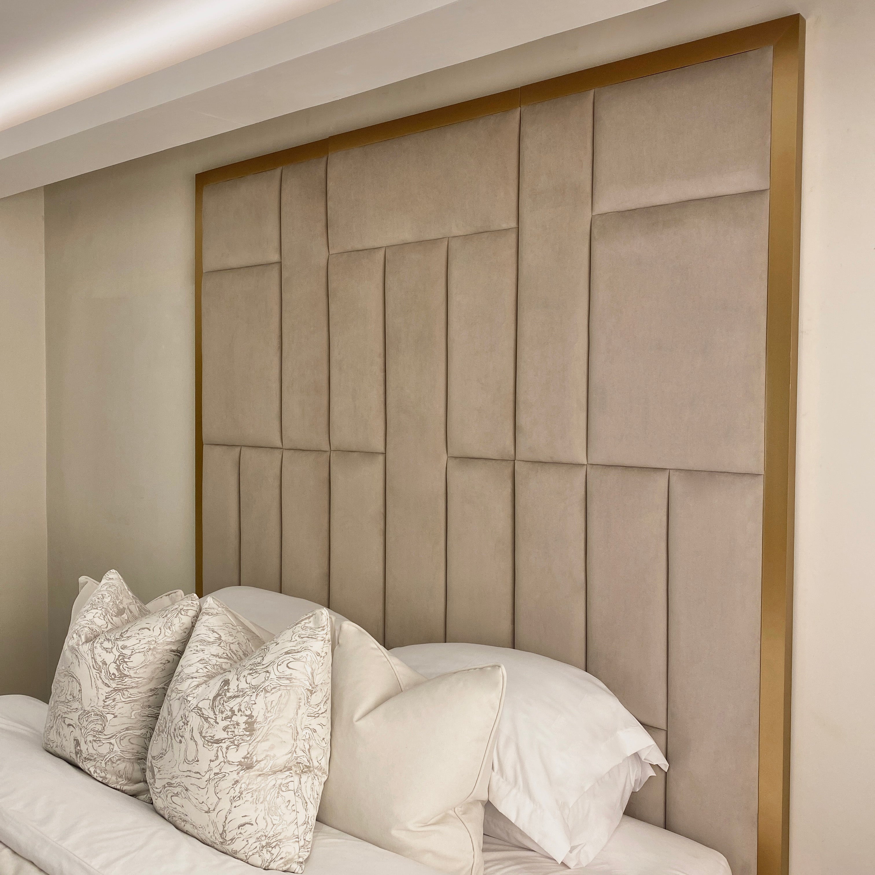 Kensington Mink & Gold Premium Abstract Headboard Headboard 