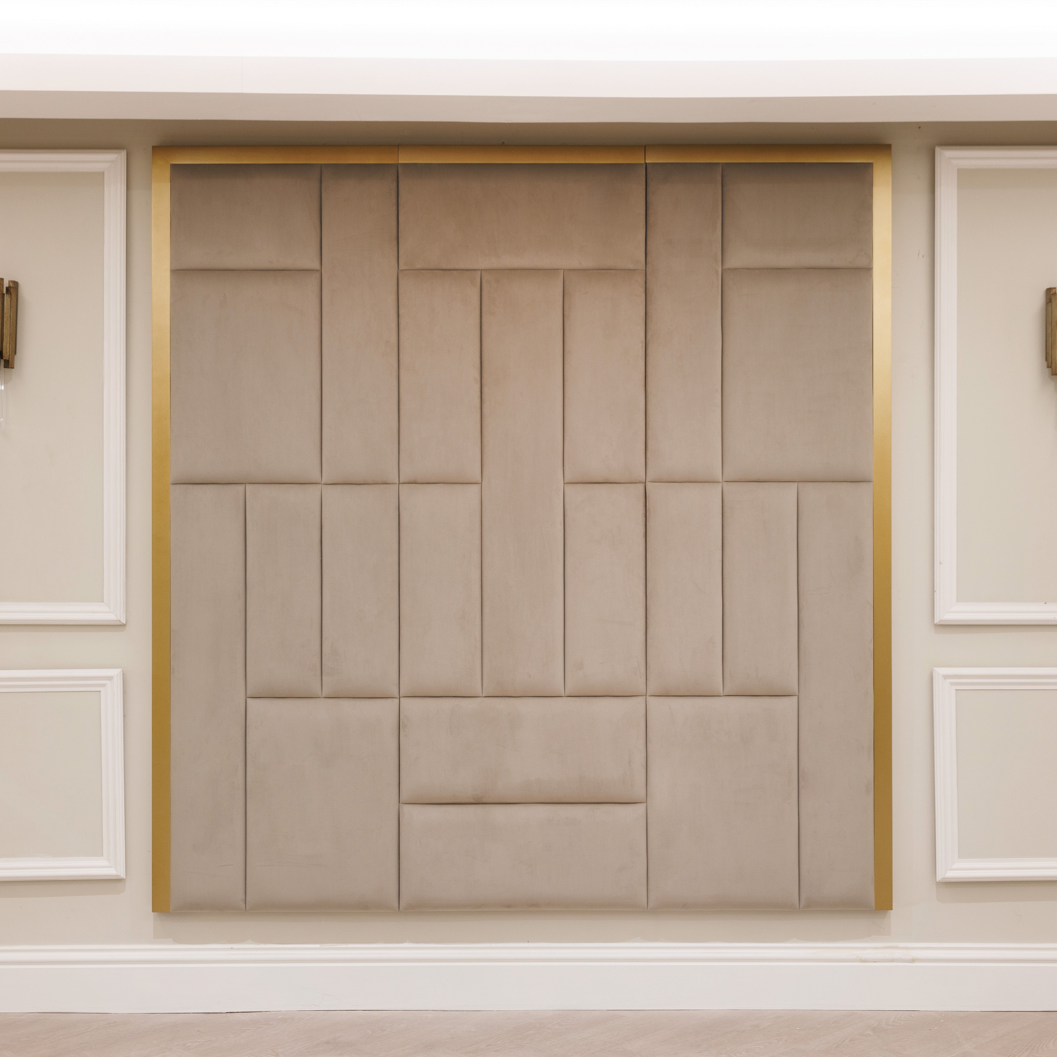 Kensington Mink & Gold Premium Abstract Headboard Headboard 
