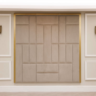 Kensington Mink & Gold Premium Abstract Headboard Headboard 