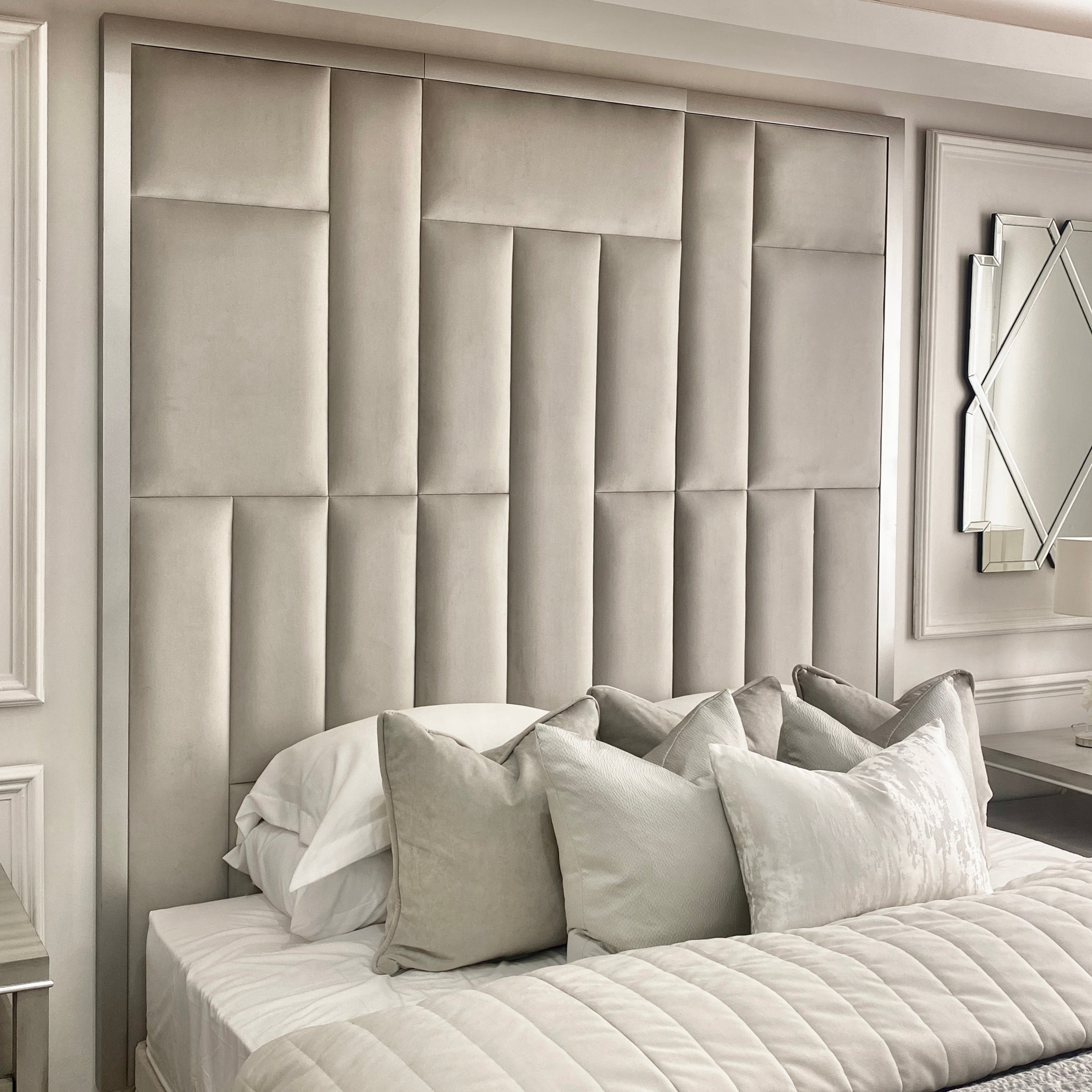 Kensington Smoke Grey & Silver Premium Abstract Headboard Headboard 