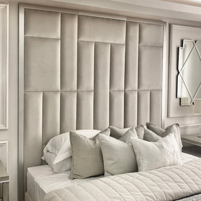 Kensington Smoke Grey & Silver Premium Abstract Headboard Headboard 