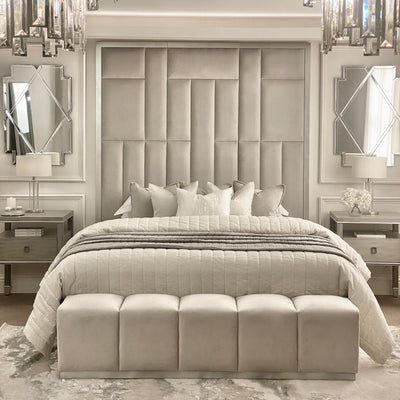 Kensington Smoke Grey & Silver Premium Abstract Headboard Headboard 