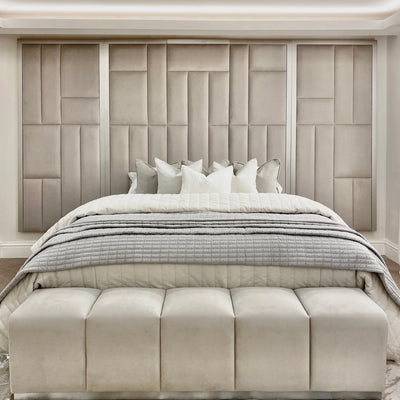 Kensington Smoke Grey & Silver Premium Abstract Headboard with Wings Headboard 