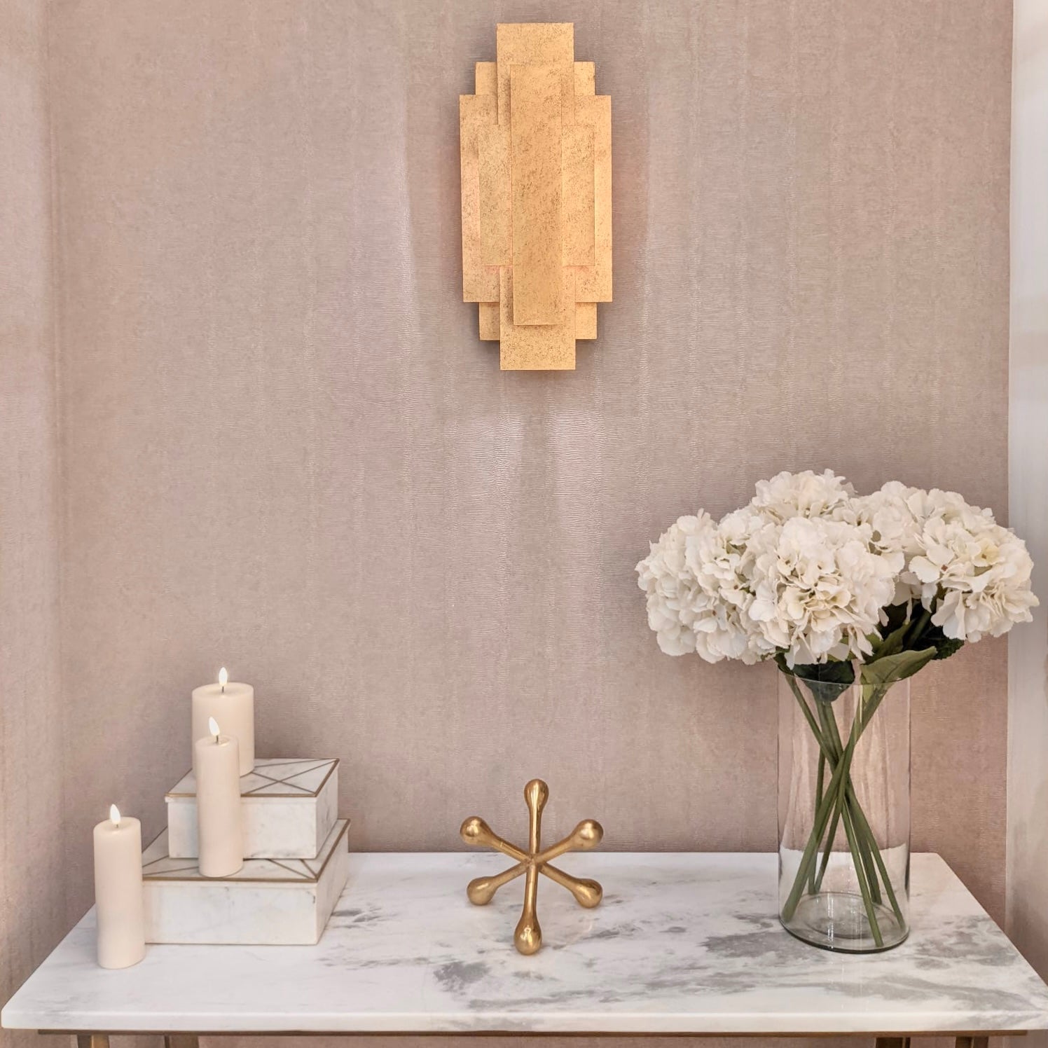 Leora Rectangular Gold Panel Wall Light Lighting 