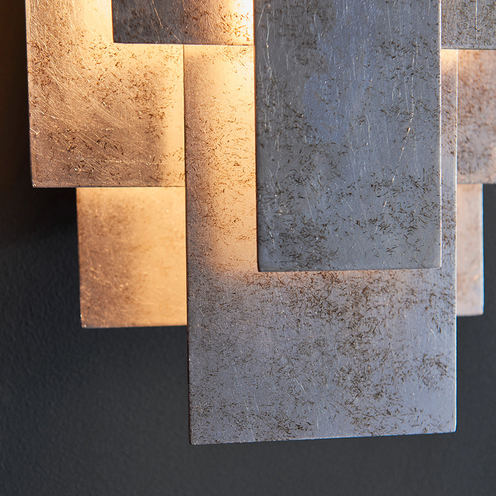 Leora Rectangular Silver Panel Wall Light Lighting 