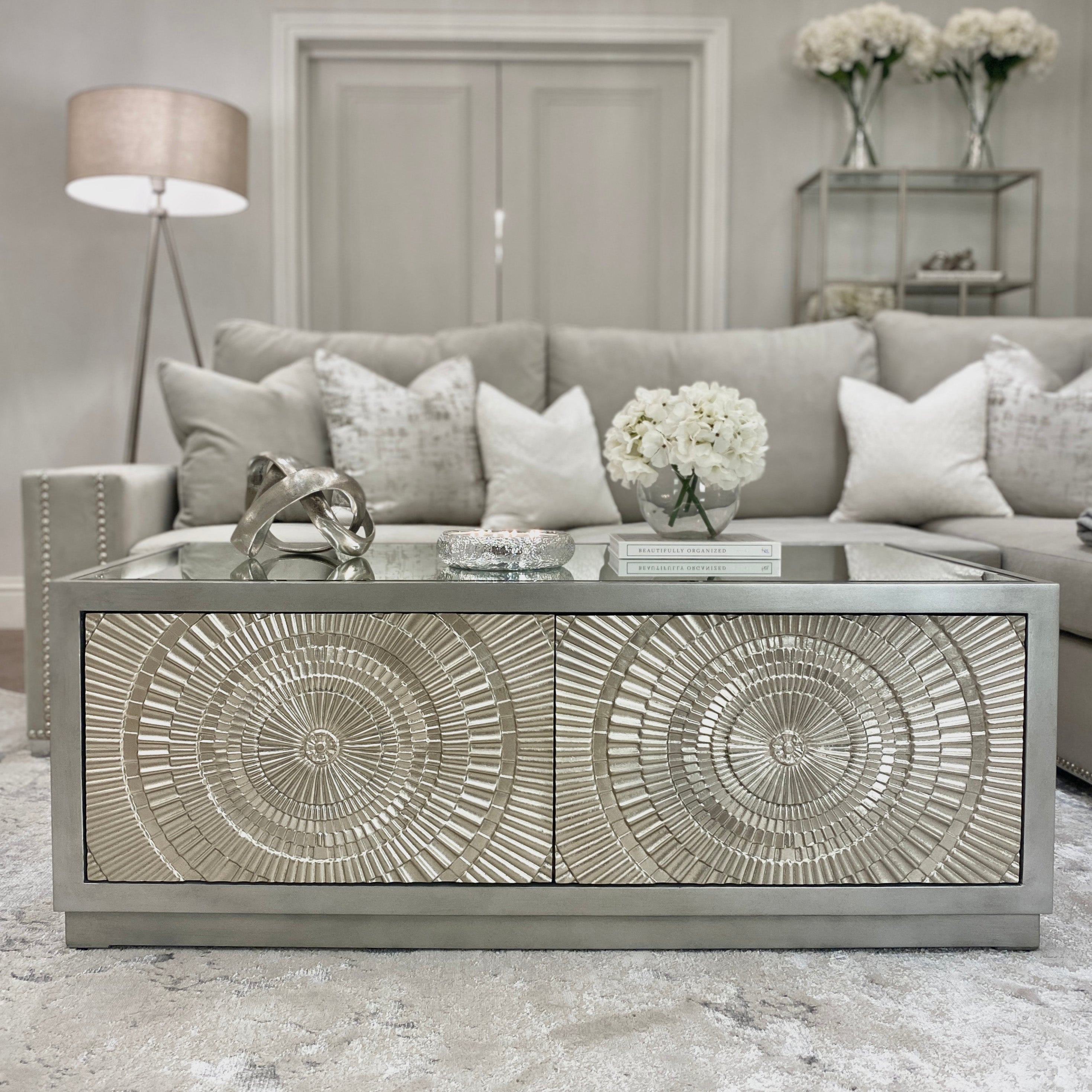 Leverette Silver Premium 4 Drawer Coffee Table Coffee Table 
