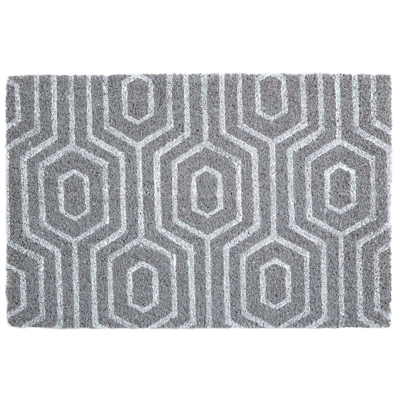 Lia Grey Geometric Doormat Rug 