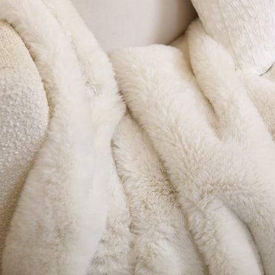 Lili Extra Thick Faux Fur Cream Throw Throw 