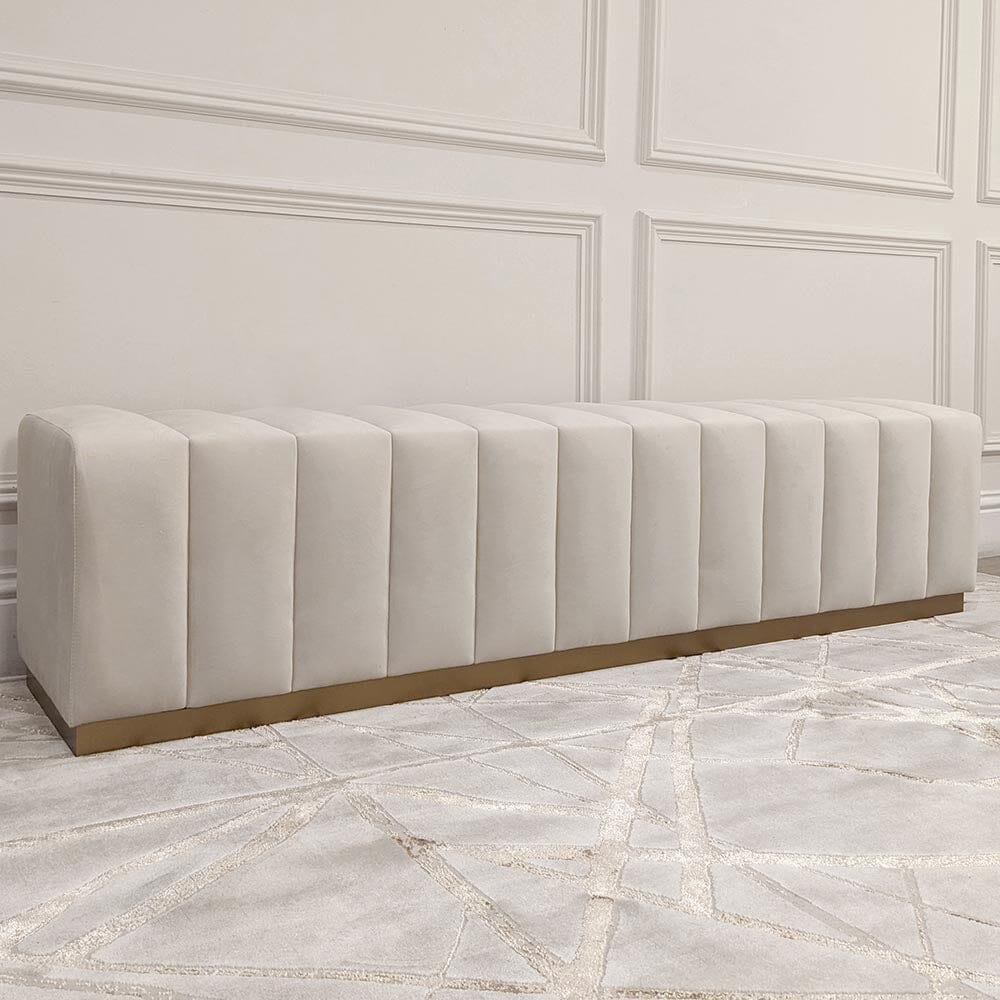 Madeline Cream Velvet & Gold Luxury Bench Made to Order Bench 