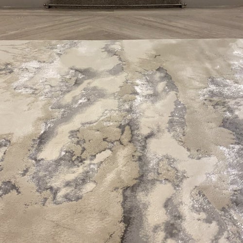 Maia Grey, Cream & Silver Marble Rug Rug 