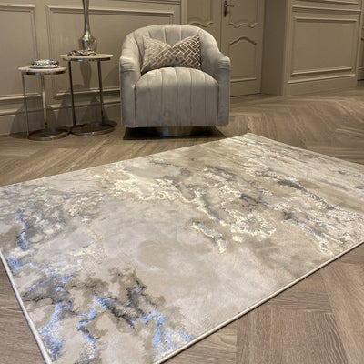 Maia Grey, Cream & Silver Marble Rug Rug 