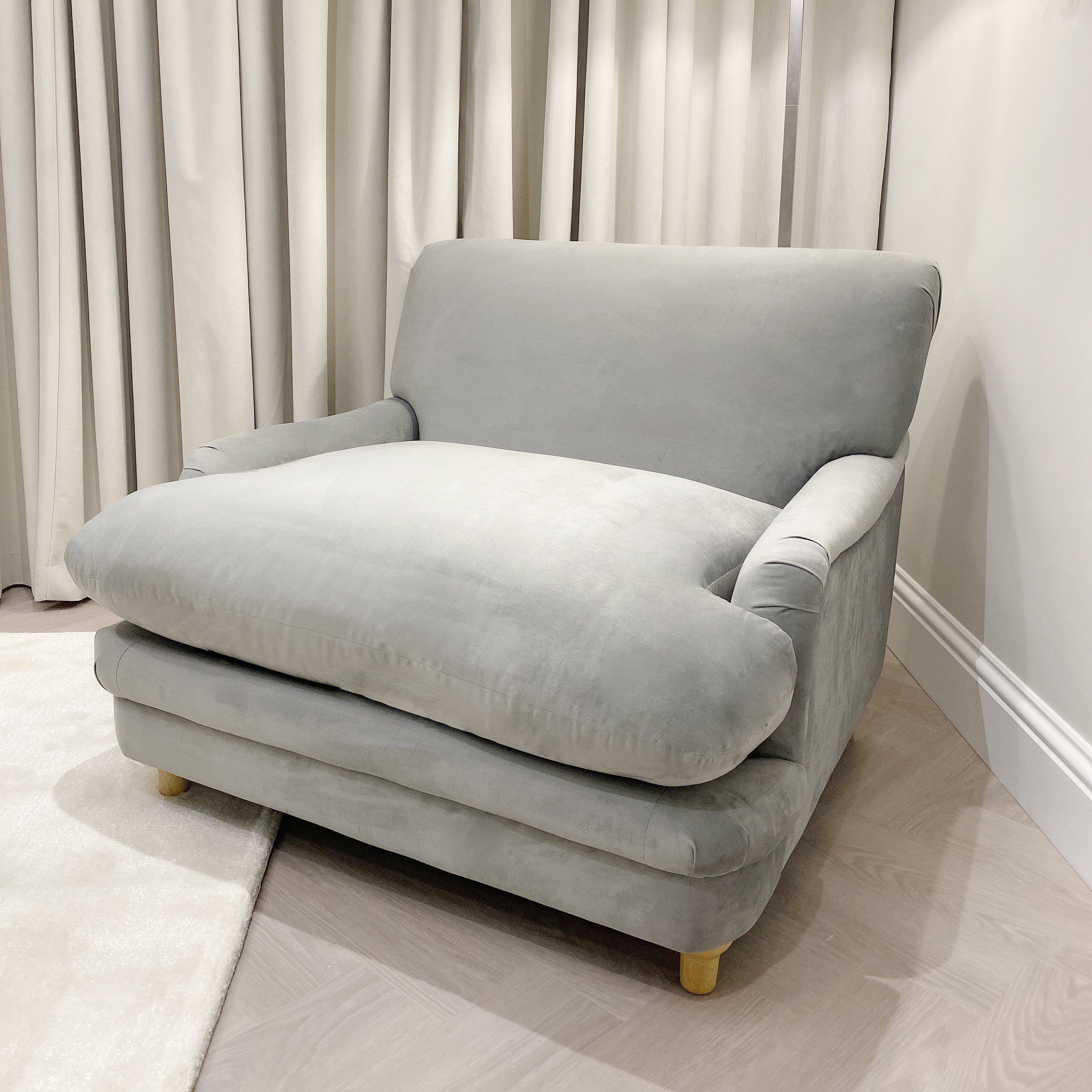 Marshmallow Grey Velvet Squashy Chair Chair 