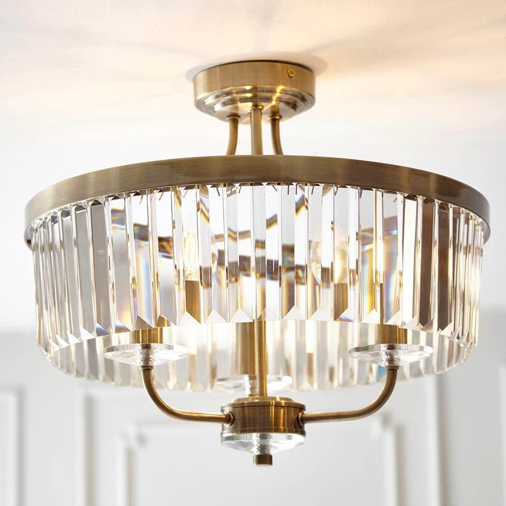 Masika Brass & Glass Pendant Ceiling Light Lighting 