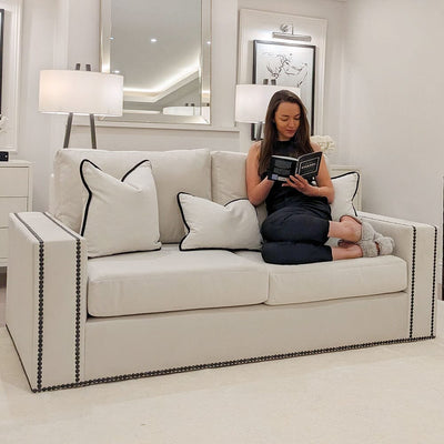 Mayfair Cream Velvet Sofa Collection, With Black Studs 2 Seater 