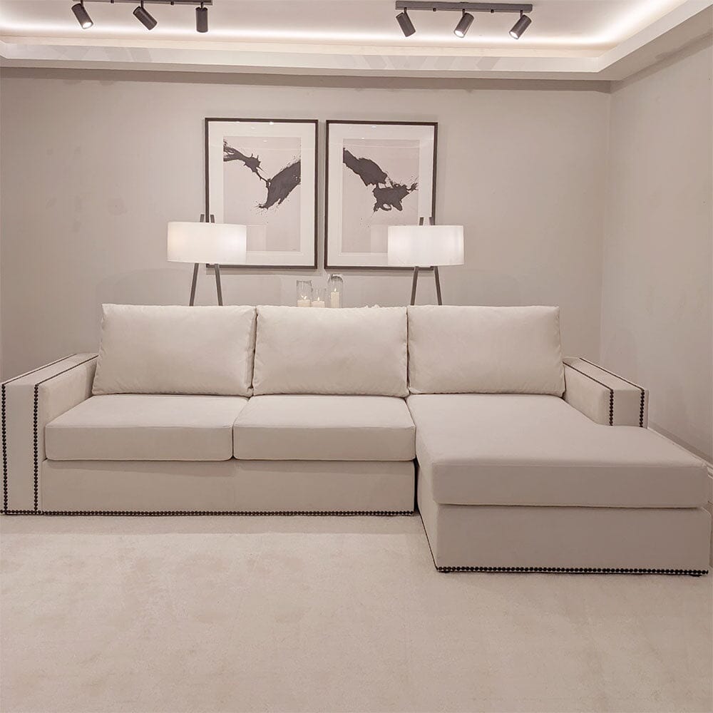 Mayfair Cream Velvet Sofa Collection, With Black Studs 