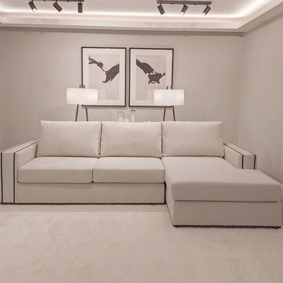 Mayfair Cream Velvet Sofa Collection, With Black Studs 