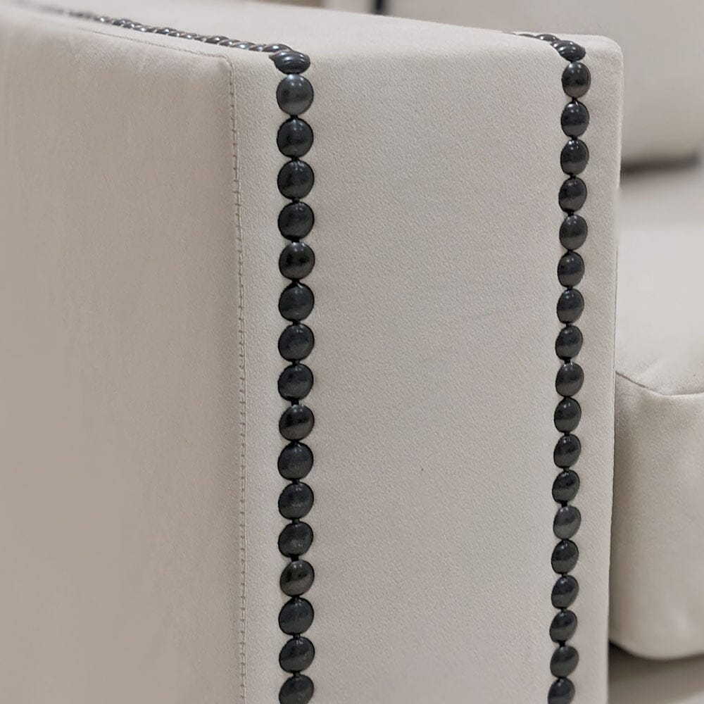 Mayfair Cream Velvet Sofa Collection, With Black Studs 