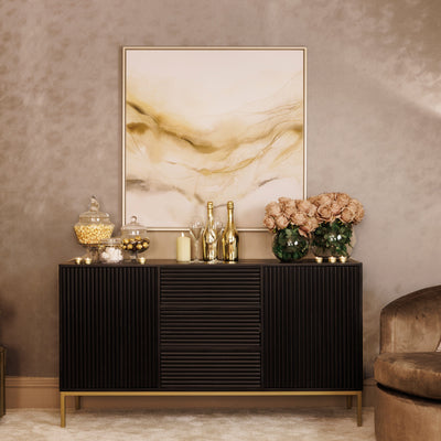 Mayfield Black & Gold Premium Rippled Sideboard Furniture 