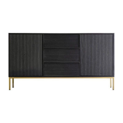 Mayfield Black & Gold Premium Rippled Sideboard Furniture 
