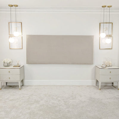 Mink Velvet Double Width Upholstered Headboard Wall Panel 