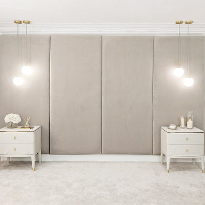 Mink Velvet Double Width Upholstered Headboard Wall Panel 