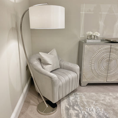 Moreto Silver Floor Lamp with White Shade 