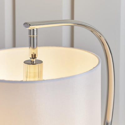 Moreto Silver Table Lamp with White Shade Lighting 