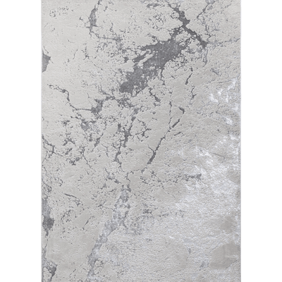 Nebula Cream & Metallic Silver Marble Velvet Rug Rug 