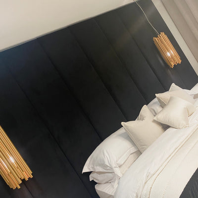 Noir Black Velvet Individual Wall Mounted Headboard Panel - 45cm Headboard 