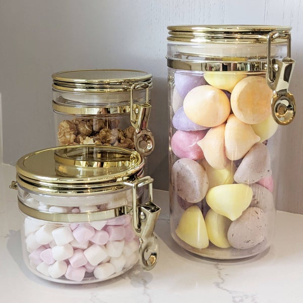 Pharaoh Large Gold Finish Clear Perspex Jar Kitchen 
