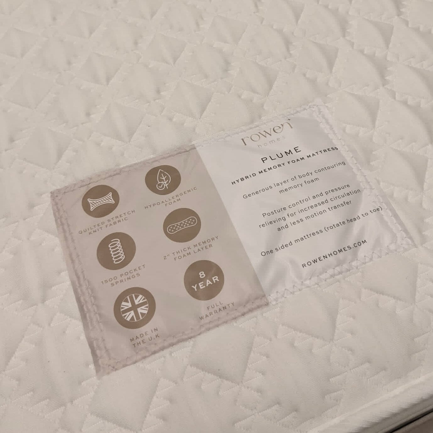 Plume Hybrid Memory Foam Mattress Bed 