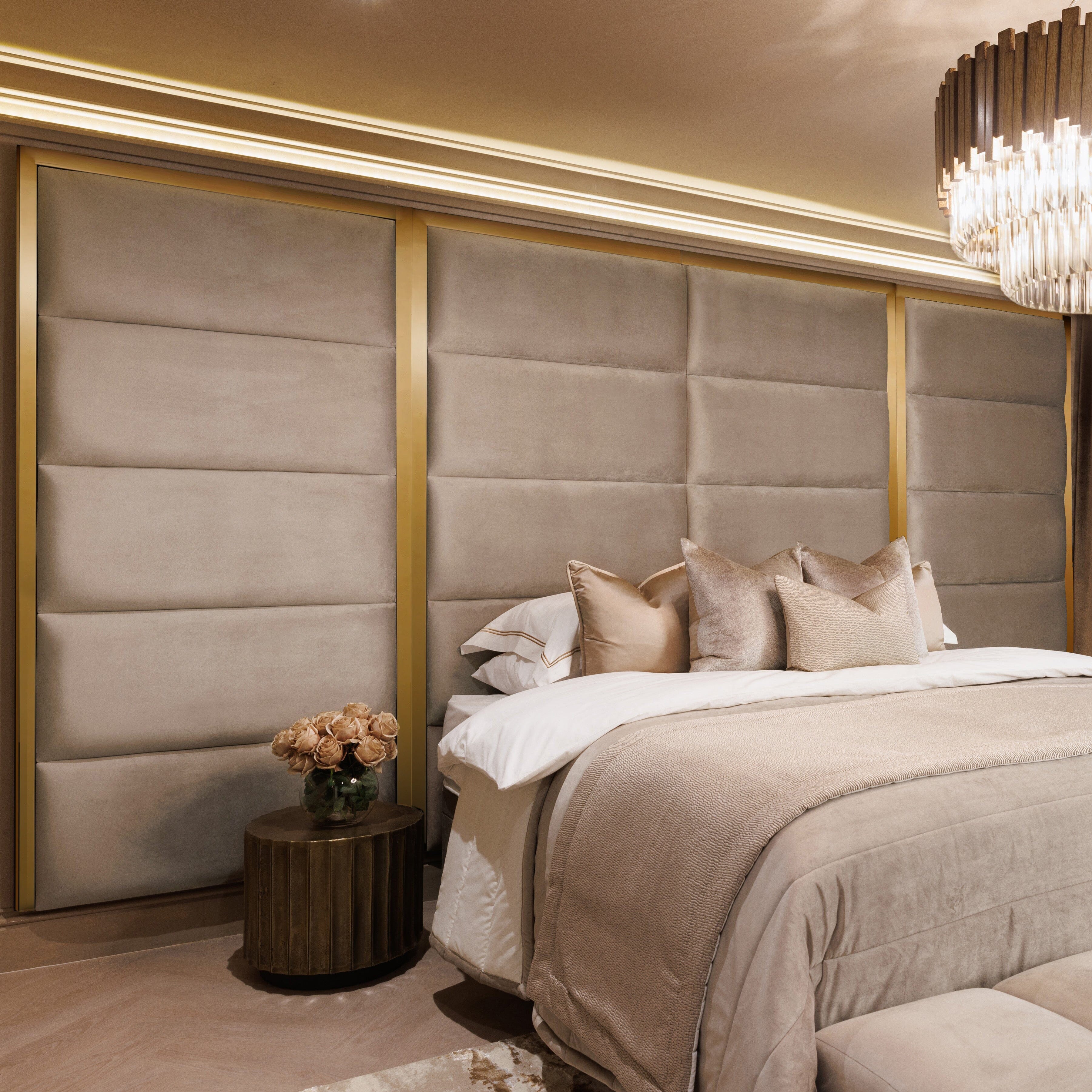 Praline Luxury Velvet & Gold Chocolate Box Headboard with Wings Made to Order Headboard 