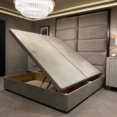 Praline Luxury Velvet Ottoman Divan Bed Base Bed 
