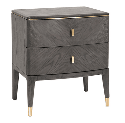 Putney Grey & Gold 2 Drawer Bedside Table Furniture 