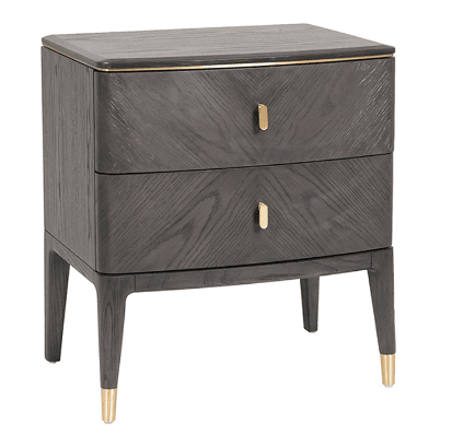 Putney Grey & Gold 2 Drawer Bedside Table Furniture 