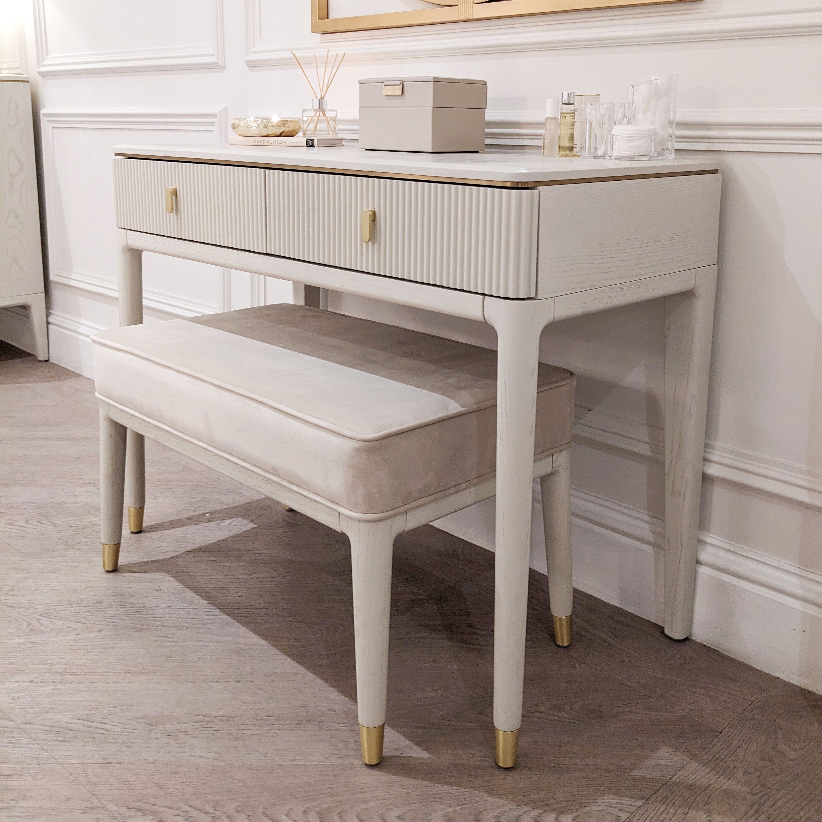 Putney Ivory & Gold Dressing Table Desk / Dressing Table 