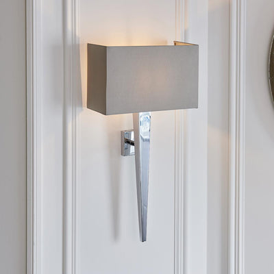 Reign Silver Wall Light With Neutral Shade Lighting 