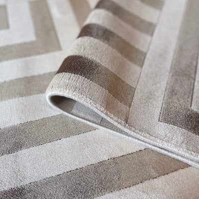Rosetta Ivory & Gold Geometric Patterned Rug Textiles 