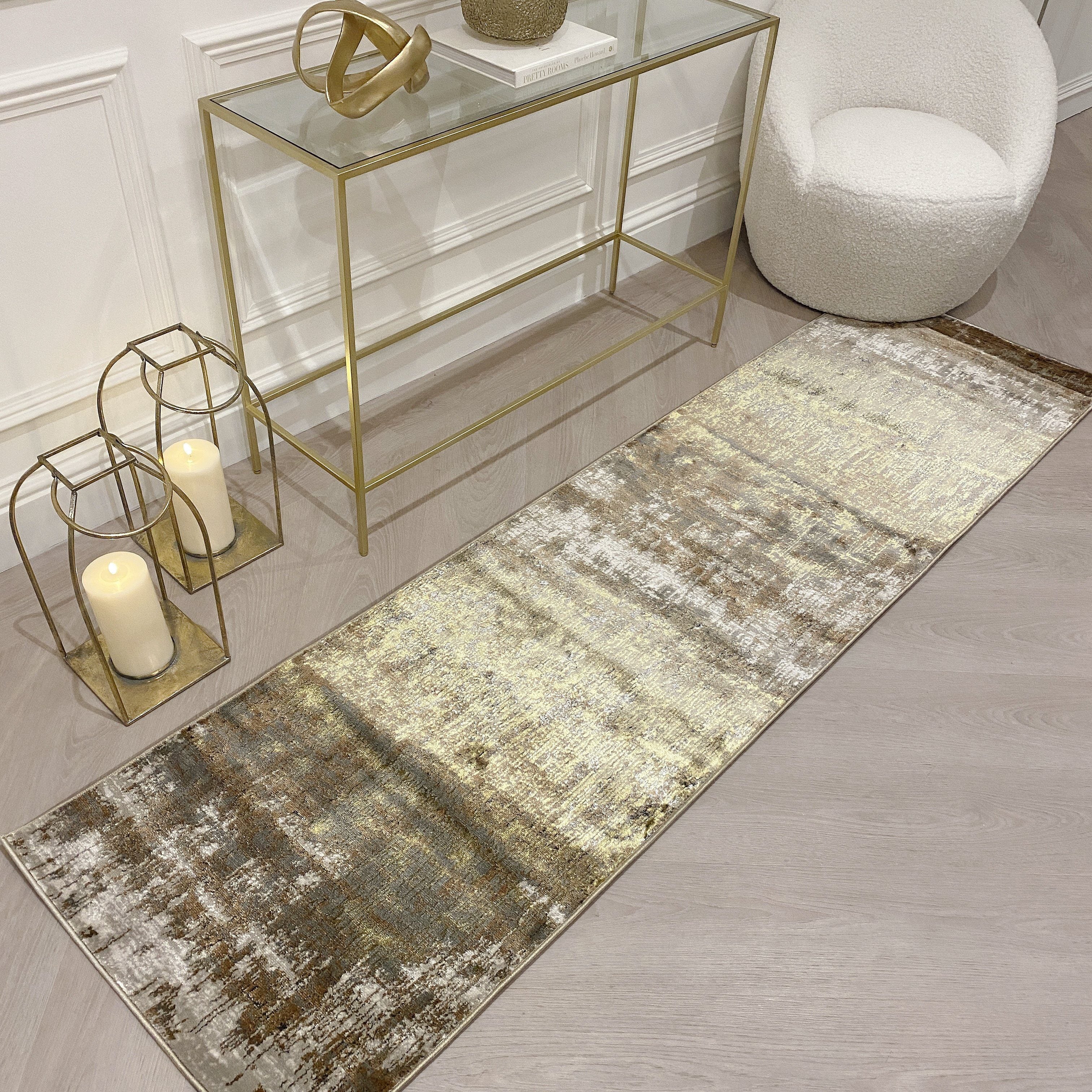 Saturn Gold Metallic Runner Rug 