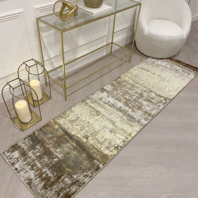 Saturn Gold Metallic Runner Rug 