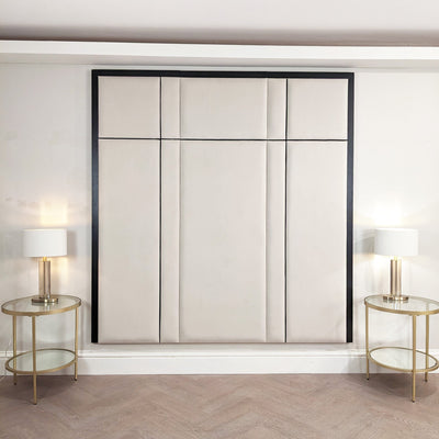 Savoy Cream and Black Luxury Piped Velvet Headboard 