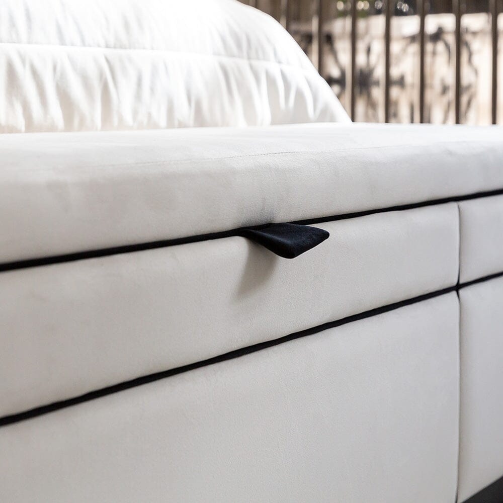 Savoy Cream and Black Luxury Piped Velvet Ottoman Box Made to Order Bench 