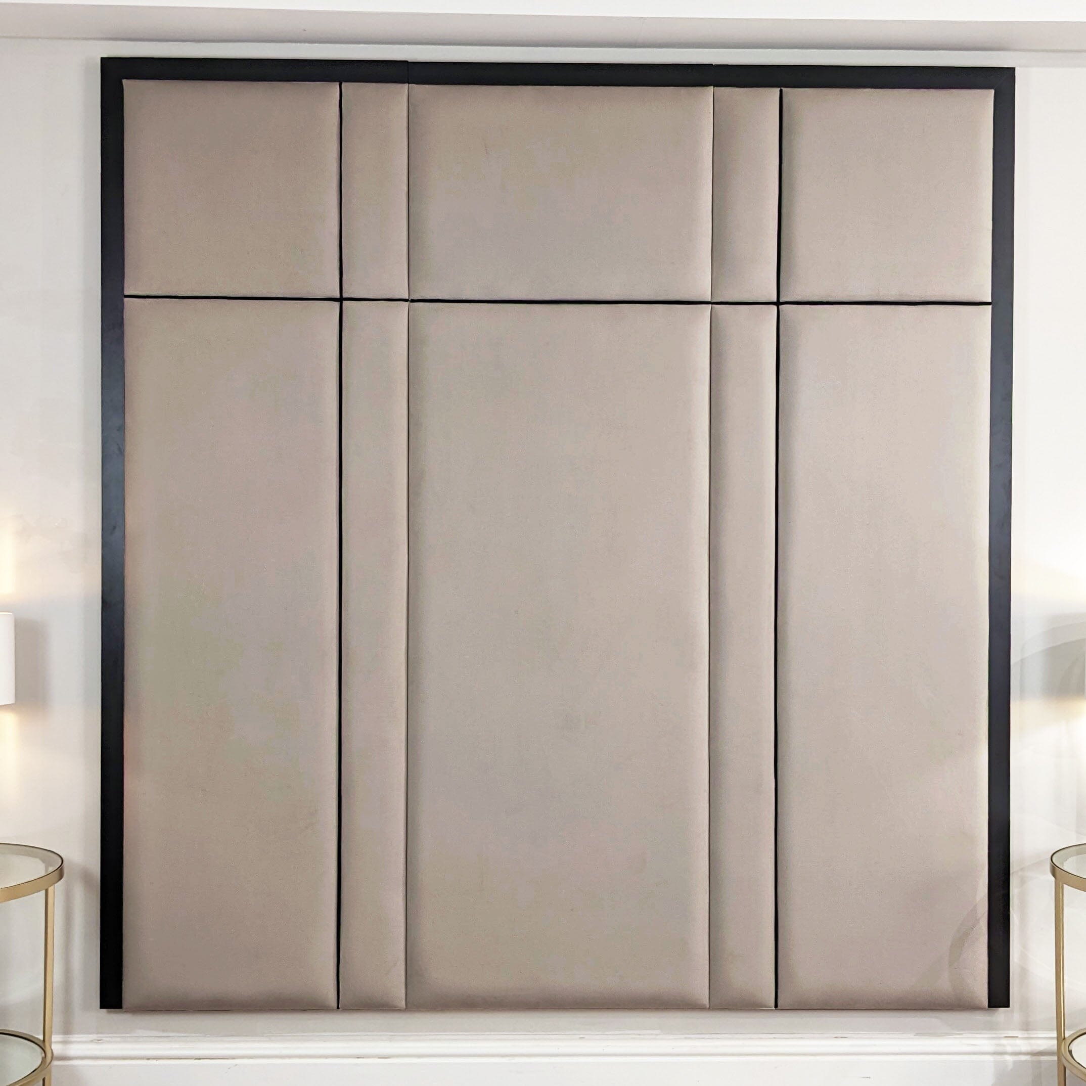 Savoy Mink & Black Luxury Piped Velvet Headboard MTO Beds and Headboards 