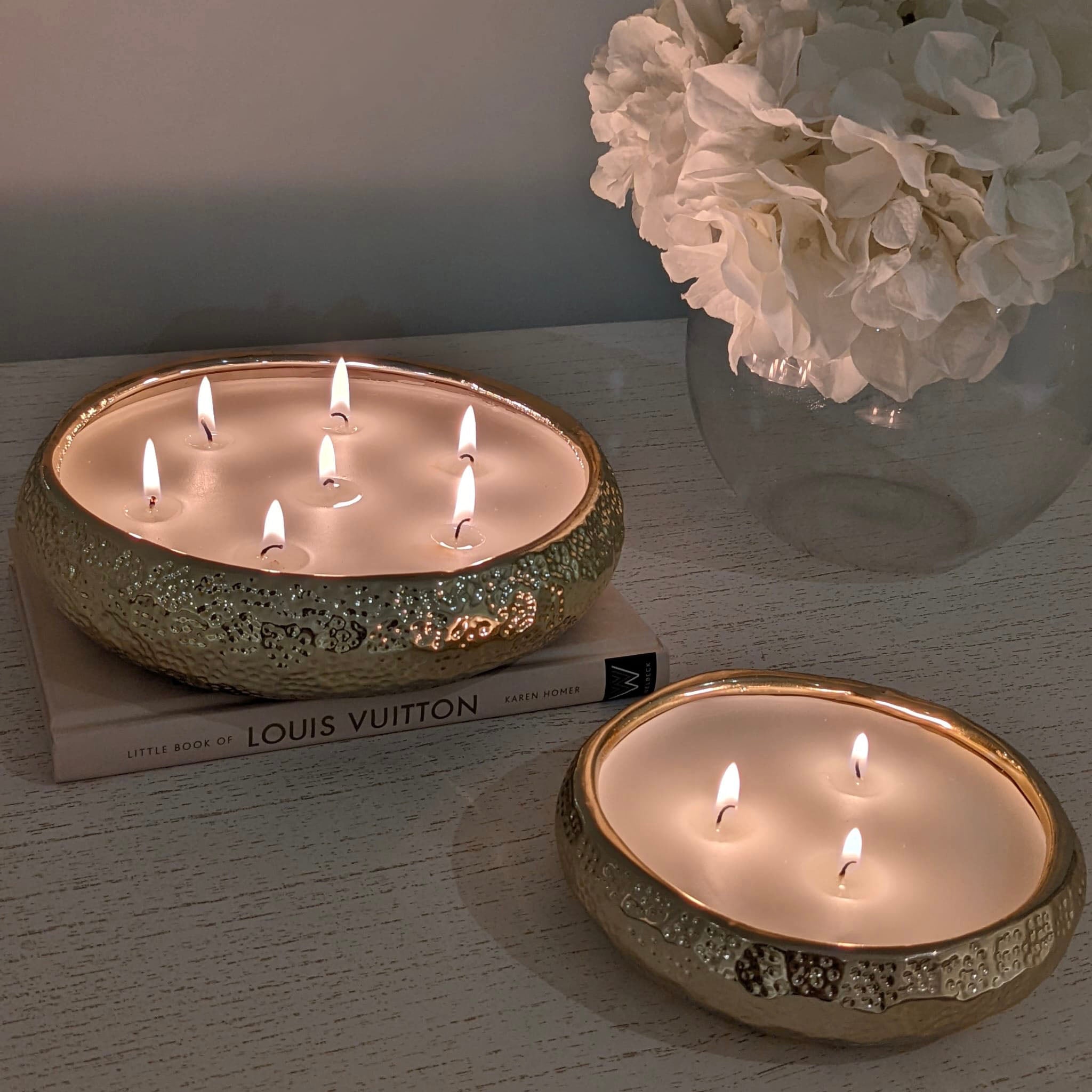 Set of 2 Aeolian Light Gold Candles 