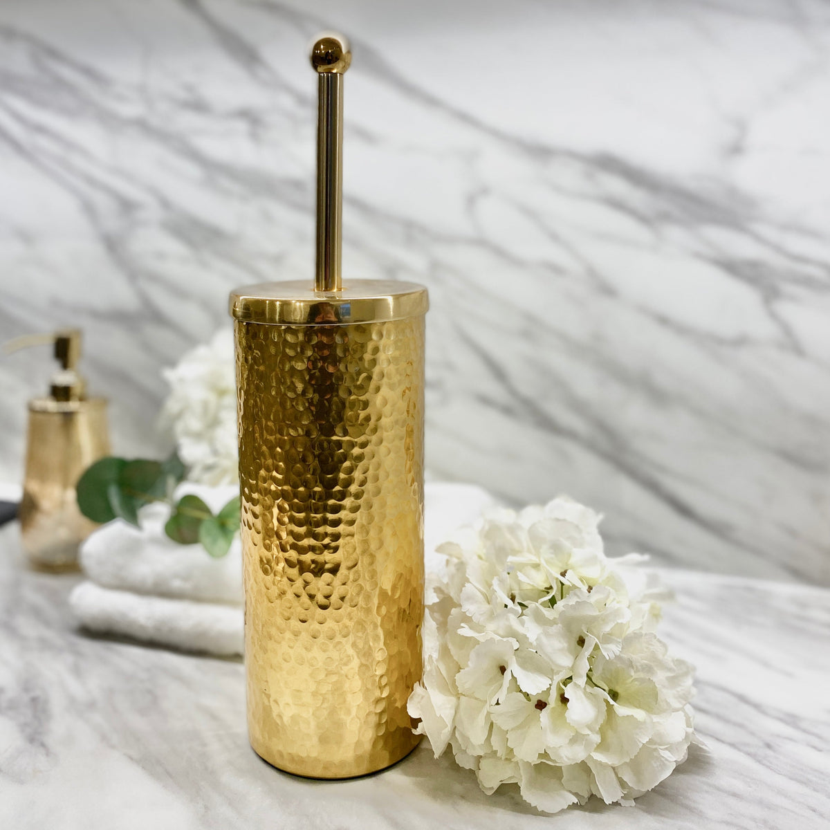 Sierra Hammered Gold Finish Toilet Brush Bathroom 